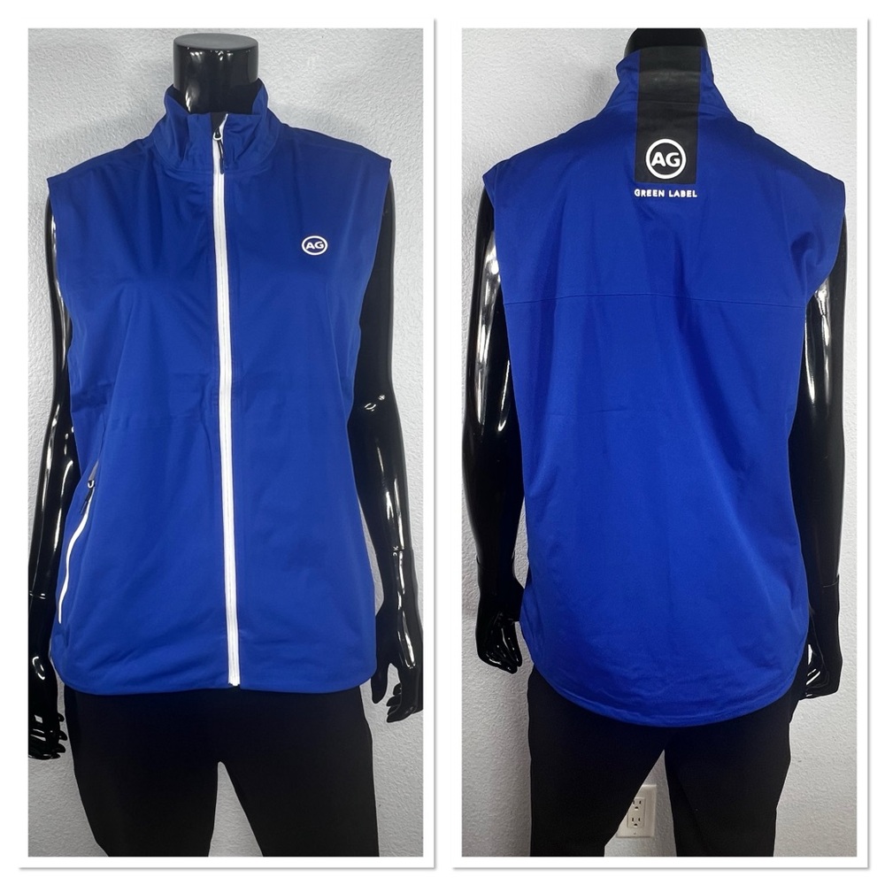 AG Green Label Performance Vest Men Blue Zip Pockets Sz M NWT